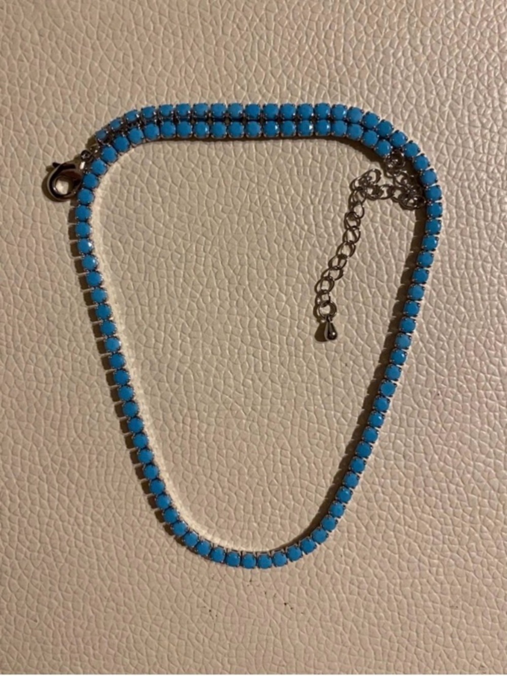 Natural 3mm  Round Cut Turquoise Tennis Necklace 14K Gold Plated